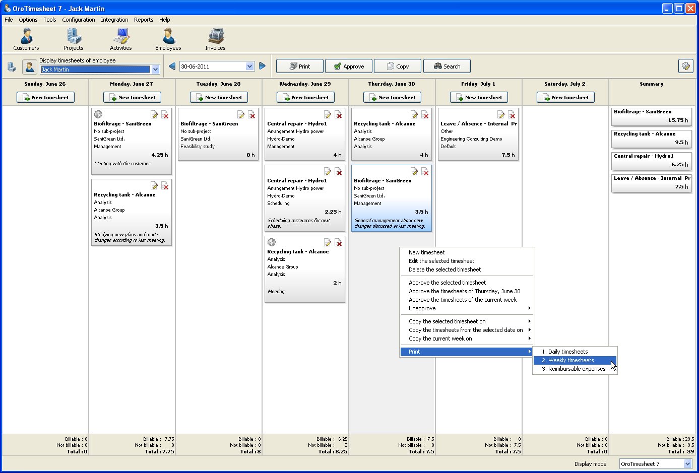 OroTimesheet Screenshot